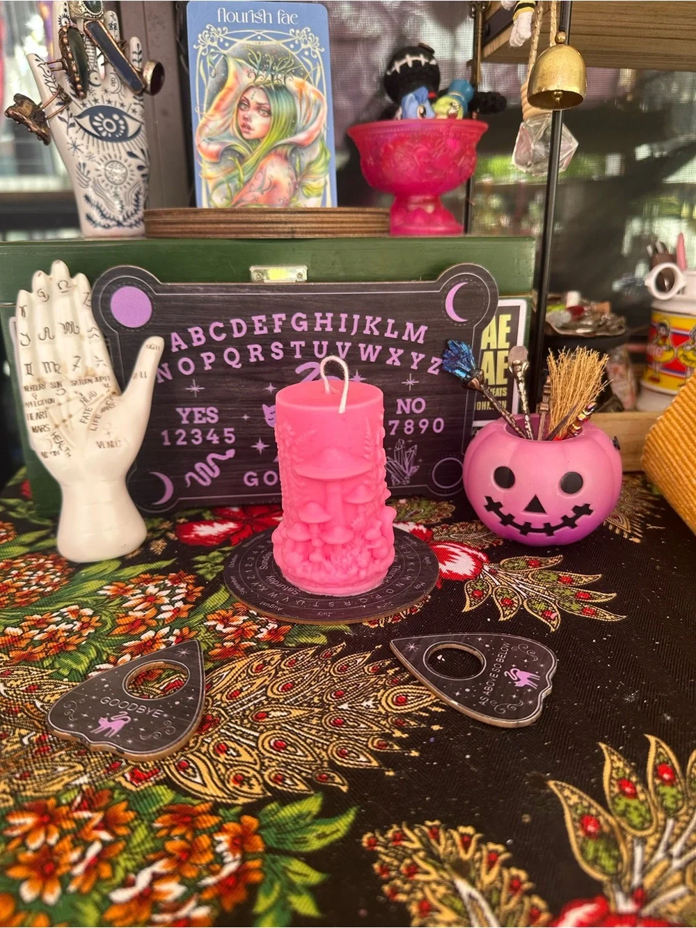 Pink Mushroom Forest Pillar Candle | Cottagecore Mushroom Candle